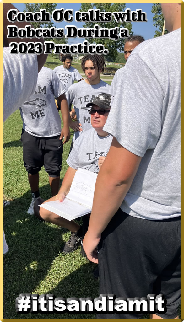 Coach OC during a Giles County Bobcats Football Practice 2023